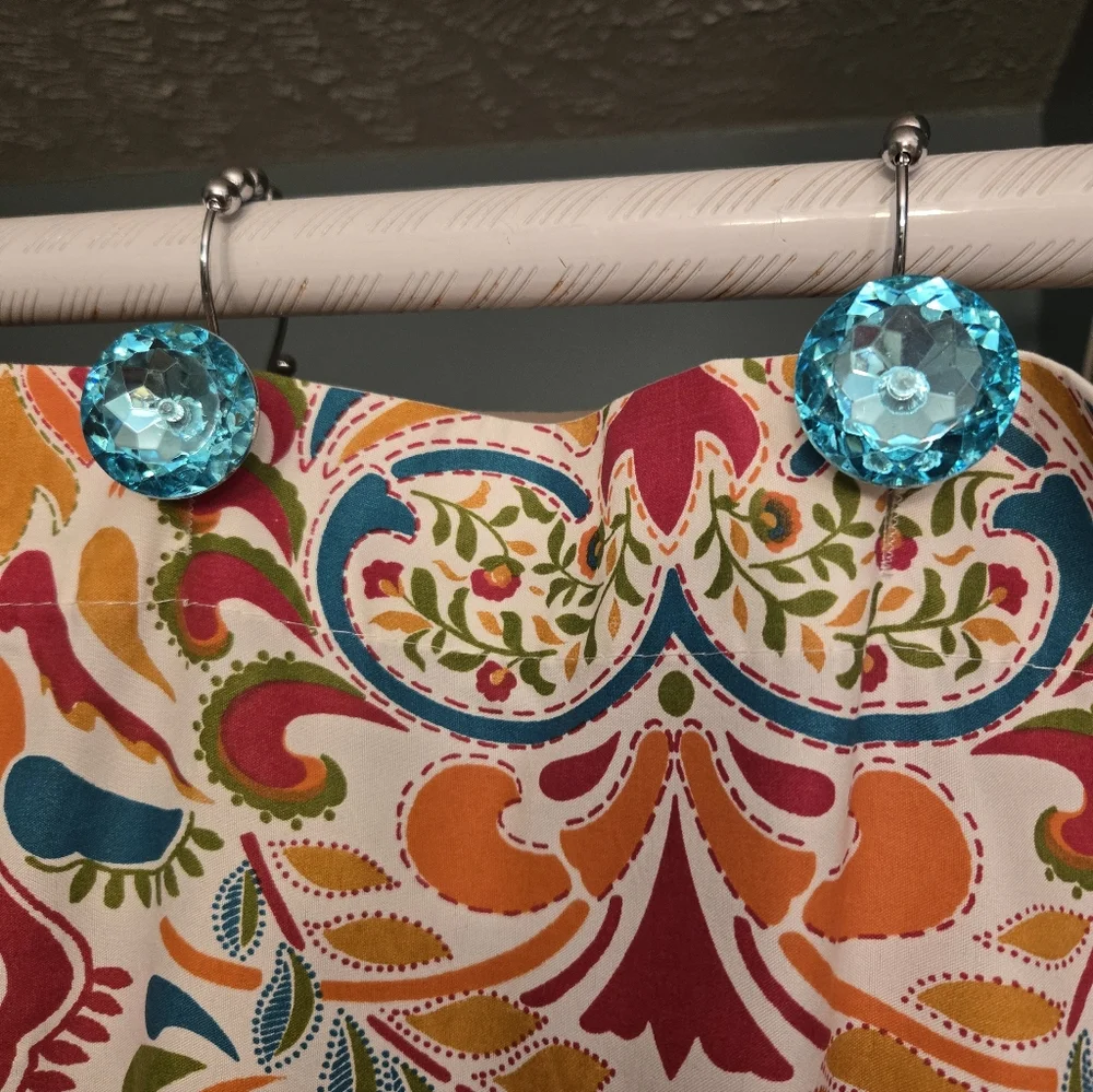 Lush Decor Clara Damask Shower Curtain w/ Rhinestone Hooks